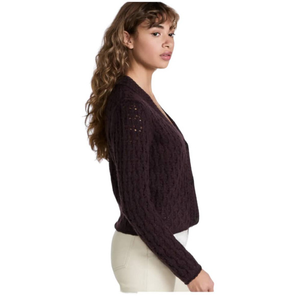 Vince NWT Crochet Wool Cashmere Blend Knit Cardigan Size XXS Purple Button Front - Picture 13 of 14